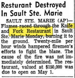 Knife & Fork Restaurant - April 1967 Fire At Unfinished Restaurant